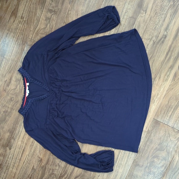 Boden V-neck Navy Blouse with Lace Detail - Picture 2 of 9